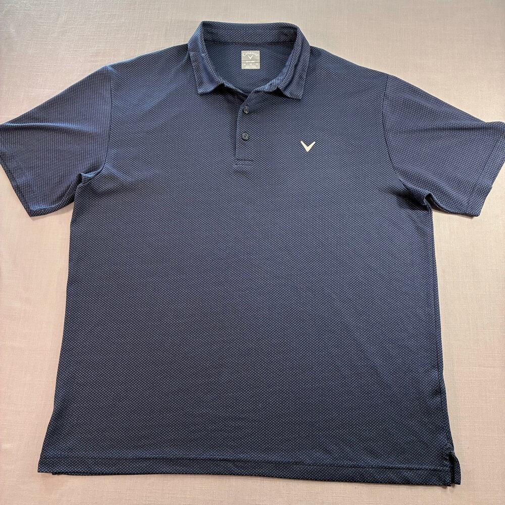 Callaway Opti-Dri Golf Polo Shirt Mens XL Blue Pattern Performance Golf